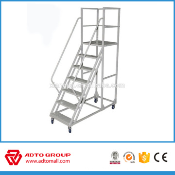 Falttreppe aus Aluminium, bewegliche Plattformleiter, Aluminiumtreppe mit großer Plattform